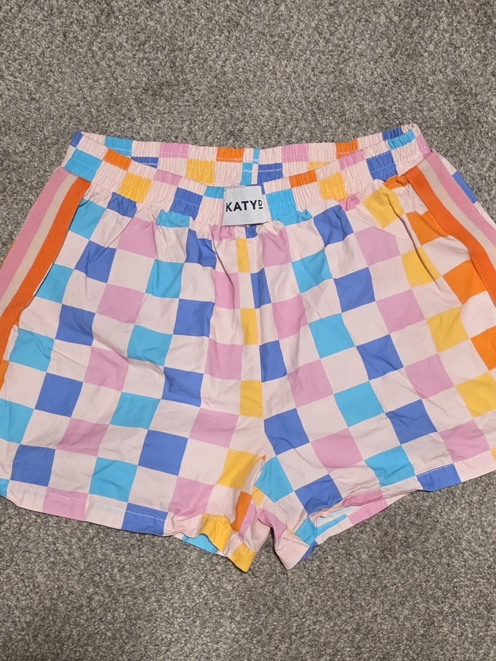 Katydid Pastel Checkerboard Lounge Shorts in Pink, Blue & Yellow